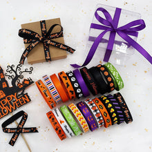 Load image into Gallery viewer, Halloween Gift Wrap Ribbon 4.5m Polyester Grosgrain Satin Ribbons Happy Halloween Party Decoration Packaging Supplies
