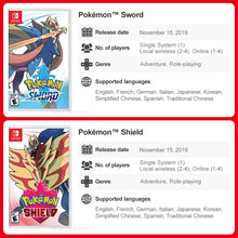 Load image into Gallery viewer, Pokémon Nintendo Switch Game Pokemon Pearl Diamond Sword Shield Pokémon Arceus Scarlet Violet Pikachu Lets Go Physical Game Card
