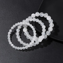 Load image into Gallery viewer, 100% Natural Plaster Selenite Bracelet 6/8/10 mm Round White Fine AAA Stone Beads Bracelet Mineral Cat Eye Yoga Balance Jewelry
