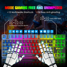 Load image into Gallery viewer, Wireless Gaming Keyboard and Mouse Combo,Rainbow Backlit Rechargeable 3800mAh Battery,87 Keys Mechanical Feel Keyboard
