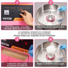 Load image into Gallery viewer, VEVOR Electric Cotton Candy Machine Commercial Floss Maker with Stainless Steel Bowl Sugar Scoop and Drawer for Birthday Party
