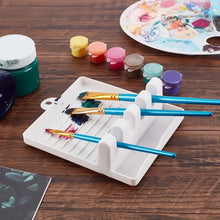 Load image into Gallery viewer, 1Pc Paint Brush Rest Holder White Plastic 4 Slots Paintings Brushes Rests Drip Tray Pad for Watercolor Oil Acrylic Painting
