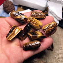 Load image into Gallery viewer, AAA Natural Tiger's Eye Rock Stone Quartz Cicada Carving Healing Crystal Gemstone Carved Cicadas Pendant W/ Hole Home Decor Gift
