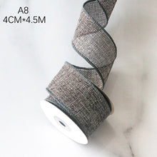 Load image into Gallery viewer, 4.5Meters/Roll DIY Fabric Ribbon Burlap Ribbon With Wired Edge Christmas Tree Ribbon Wreath Bows Crafts Ribbon Gift Wrapping
