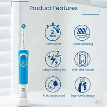 Load image into Gallery viewer, Oral B Vitality Cross Action Electric Toothbrush Rechargeable With 2 Minutes Timer Rotation Clean White Teeth Black/White Brush
