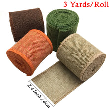 Load image into Gallery viewer, 3M/Roll Burlap Wired Ribbon Roll Natural Jute Wrapping Burlap Ribbon For Christmas Crafts DIY Wedding Party Bows Trim Decoration
