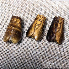 Load image into Gallery viewer, AAA Natural Tiger's Eye Rock Stone Quartz Cicada Carving Healing Crystal Gemstone Carved Cicadas Pendant W/ Hole Home Decor Gift
