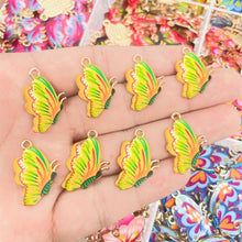 Load image into Gallery viewer, JQ 20Pcs/Lot 2022 Trend Cute Enamel Butterfly Pendant Golden Insect Alloy Charm For Earrings Necklace Jewelry Making Supplies
