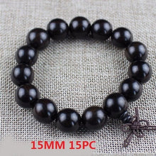 Load image into Gallery viewer, Yoga Buddhist Mala Natural EBONY Wooden Beads Buddha Bracelet Meditation Prayer Bracelet For Women Black Sandal Wood Jewelry
