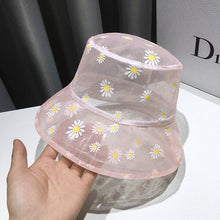 Load image into Gallery viewer, Summer Double-Sided Daisy Bucket Hats Women's Embroidery Hip Hop Panama Bob Caps Folded Beach Sun Fisherman Hat for Ladies Mens
