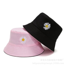 Load image into Gallery viewer, Summer Double-Sided Daisy Bucket Hats Women's Embroidery Hip Hop Panama Bob Caps Folded Beach Sun Fisherman Hat for Ladies Mens
