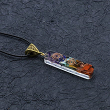 Load image into Gallery viewer, 7 Chakra Healing Crystal Orgone Energy Pendant Necklace Natural Colorful Chips Stone Orgonite Quartz Pendulum Amulet Reiki Gift
