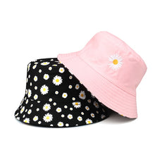 Load image into Gallery viewer, Summer Double-Sided Daisy Bucket Hats Women's Embroidery Hip Hop Panama Bob Caps Folded Beach Sun Fisherman Hat for Ladies Mens
