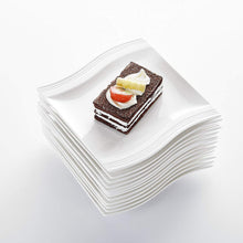 Load image into Gallery viewer, MALACASA Flora 12-Piece Ceramic White Porcelain Rectangle Dinner Plate Dessert Plate Dishes Dinnerware (14 * 14.5 * 2cm)
