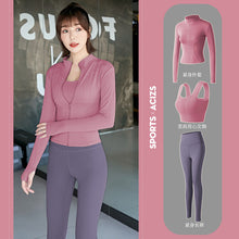 Load image into Gallery viewer, Yoga clothes women long-sleeved t-shirt jacket pants fitness suit
