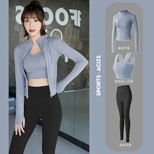 Load image into Gallery viewer, Yoga clothes women long-sleeved t-shirt jacket pants fitness suit
