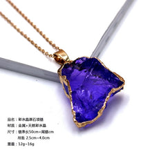 Load image into Gallery viewer, Natural Stone Pendant, Irregular Plated Gold Edge Healing Crystal Quartz Stone Pendant
